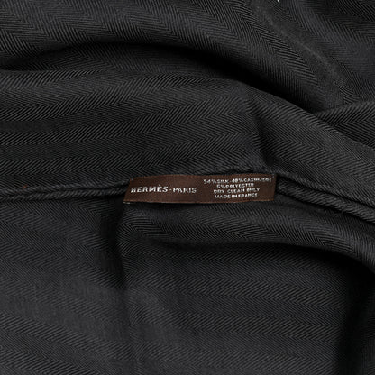 Hermes Cashmere Silk H Scarf Grey 3 of 4