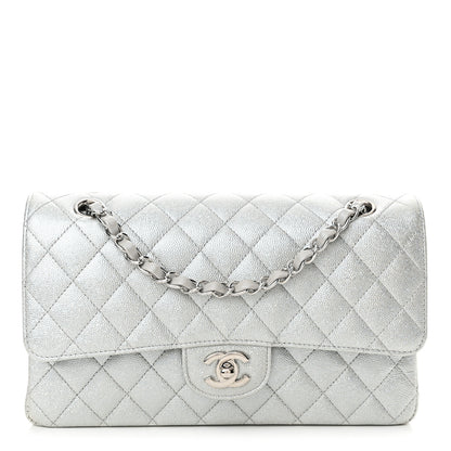 Chanel Glittered Metallic Caviar Quilted Medium Double Flap Silver 1 of 10