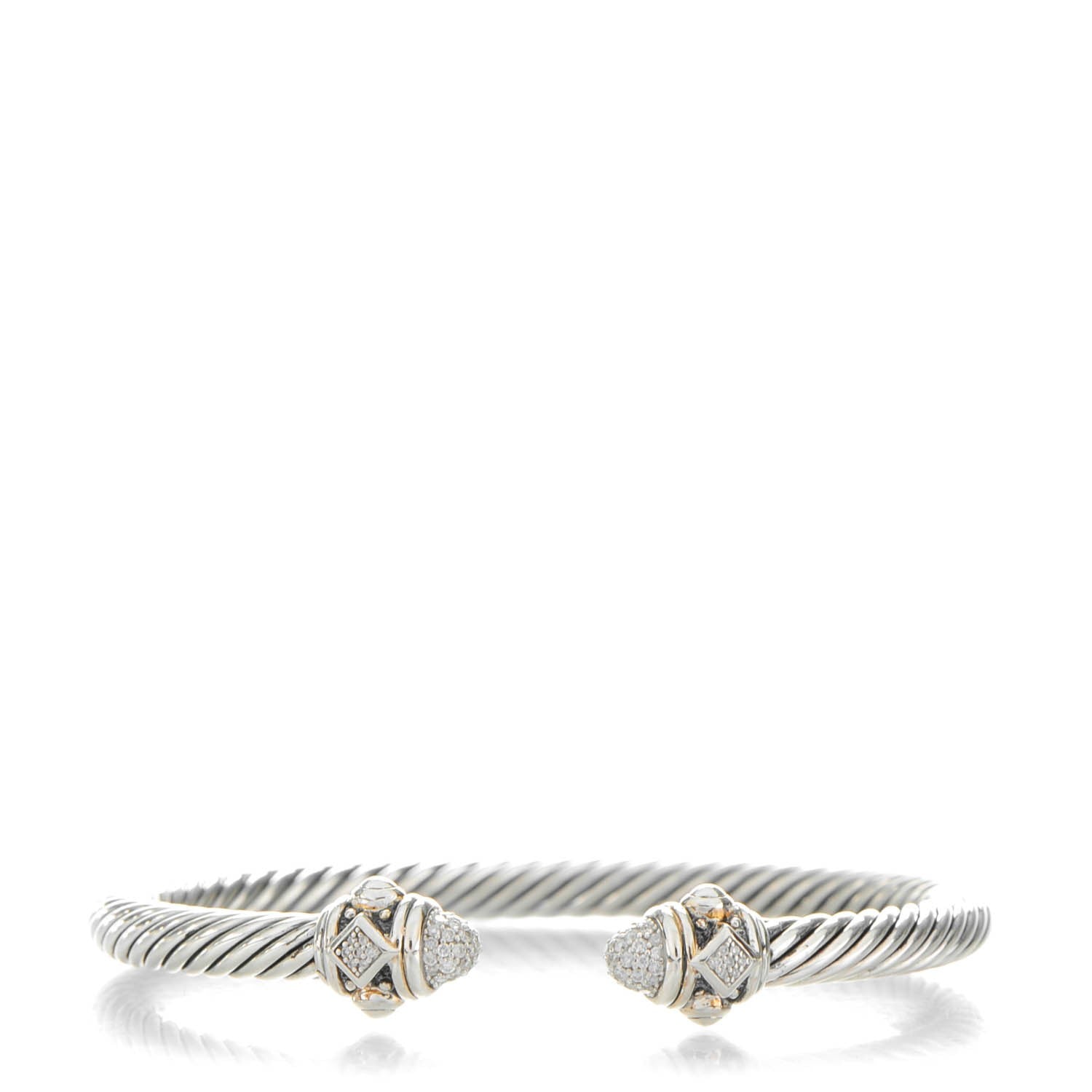 David Yurman Sterling Silver Diamond 5mm Cable Renaissance Bracelet 1 of 6