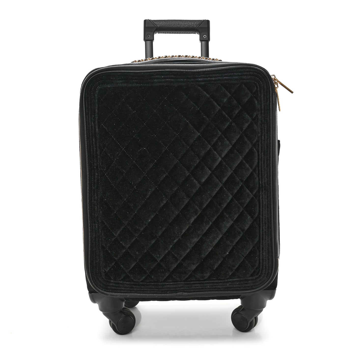 Suede Quilted Coco Case Trolley Black