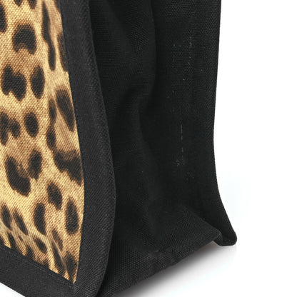 Saint Laurent Canvas Calfskin Leopard Print Rive Gauche Noe Tote Natural Black 11 of 12