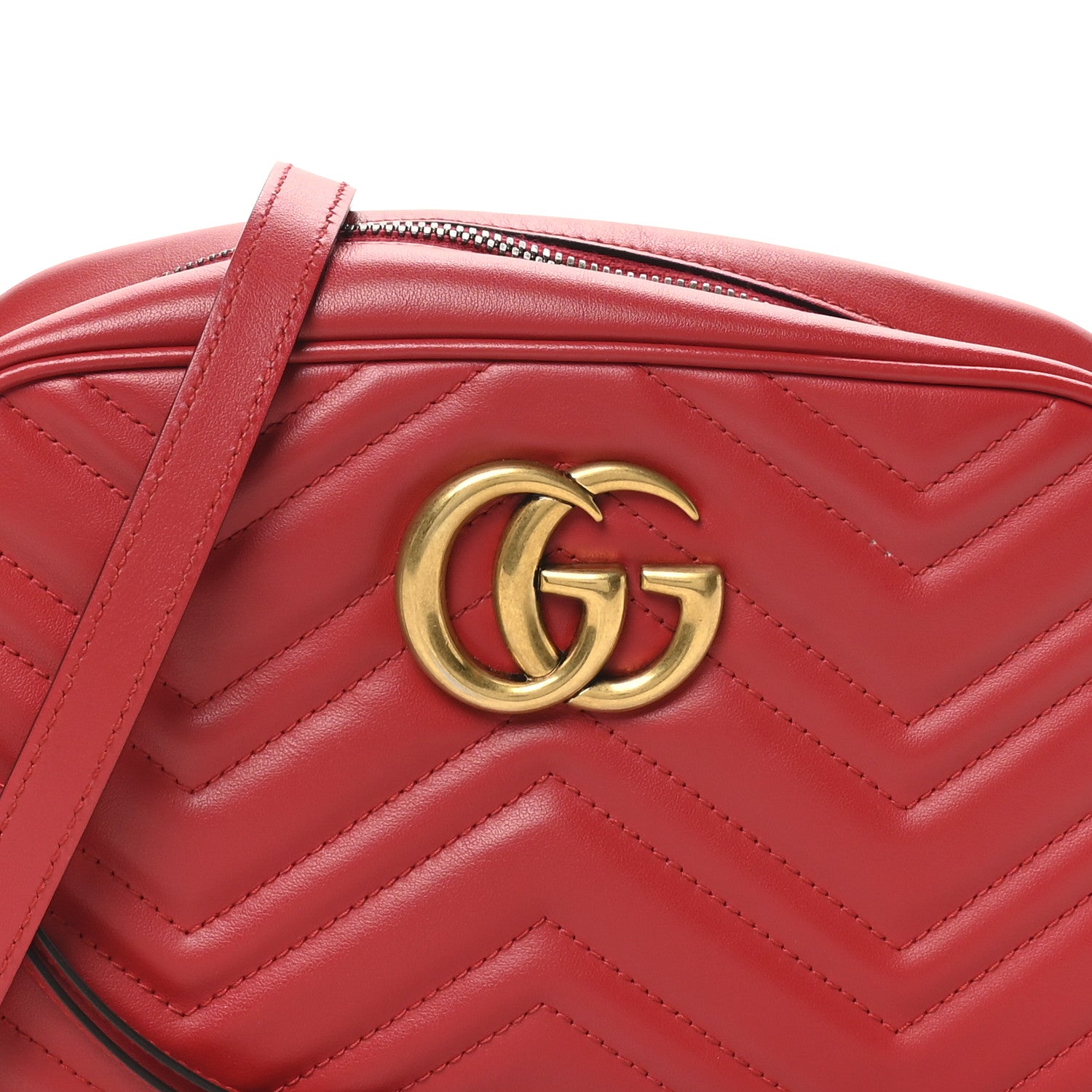 Gucci Calfskin Matelasse Small GG Marmont Chain Shoulder Bag Hibiscus Red 8 of 11
