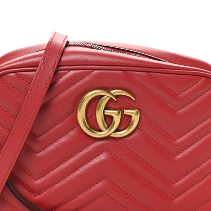 Gucci Calfskin Matelasse Small GG Marmont Chain Shoulder Bag Hibiscus Red 8 of 11