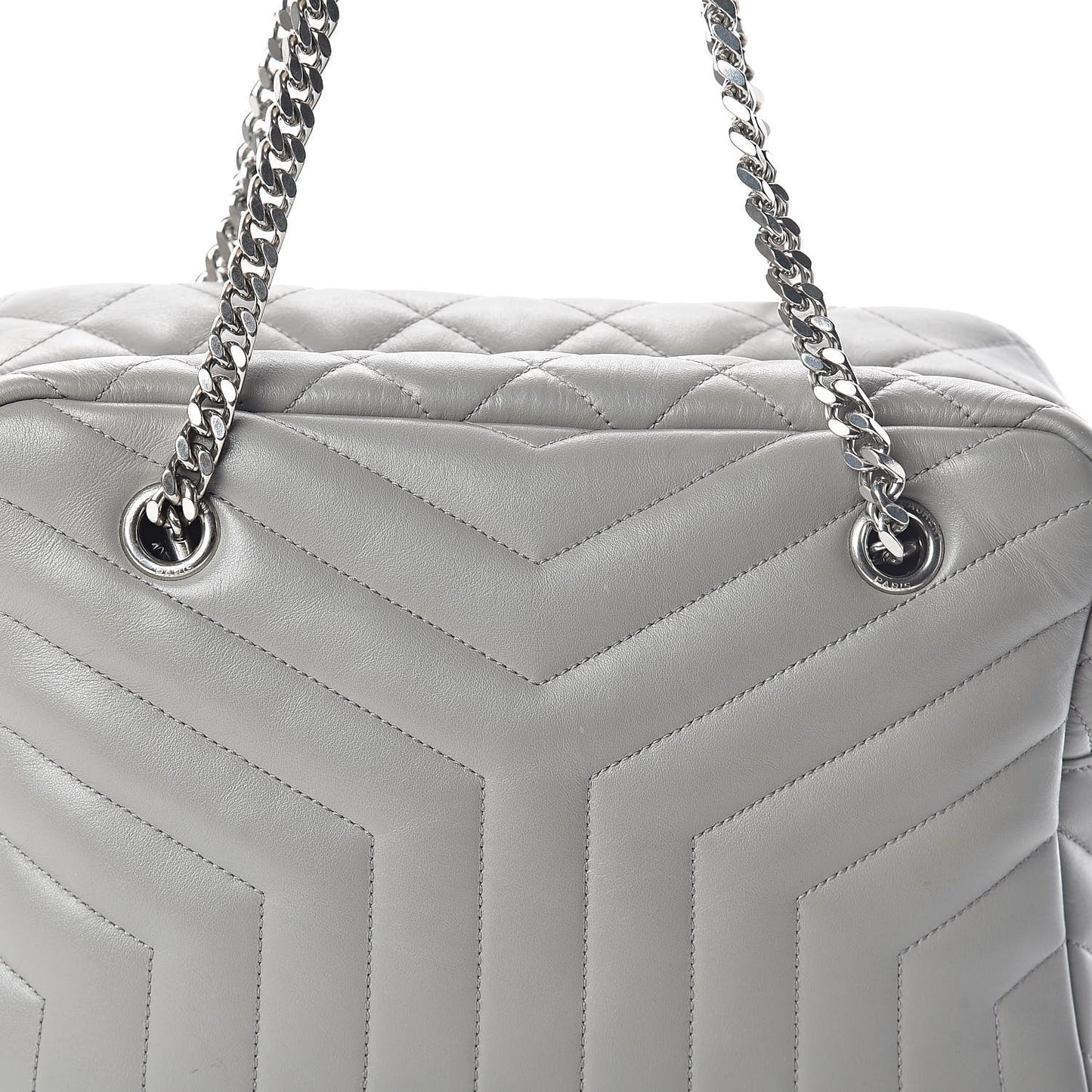 Calfskin Y Quilted Monogram Medium Loulou Bowling Bag Light Grey