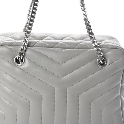 Saint Laurent Calfskin Y Quilted Monogram Medium Loulou Bowling Bag Light Grey 7 of 9