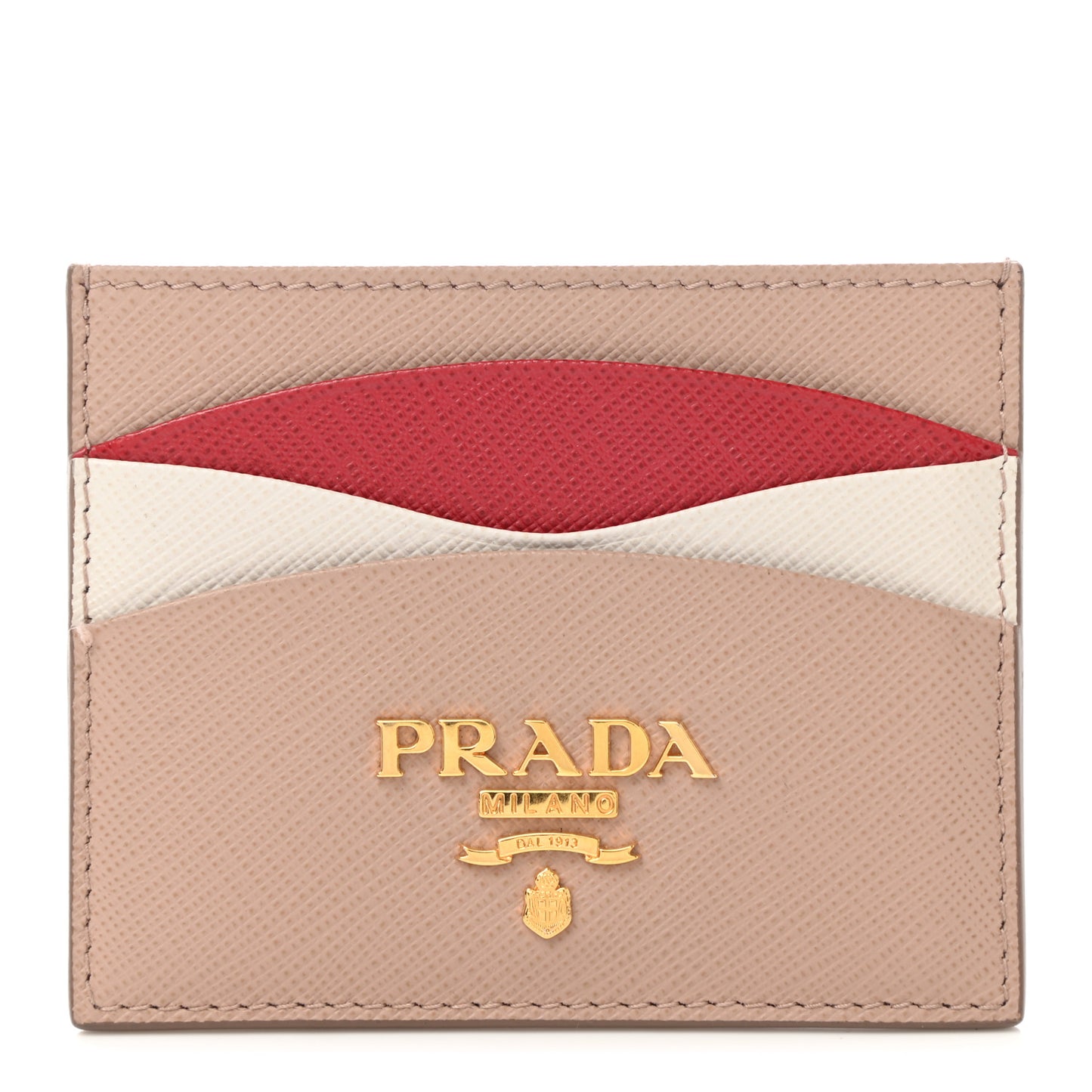 Saffiano Card Holder Powder Pink Fiery Red