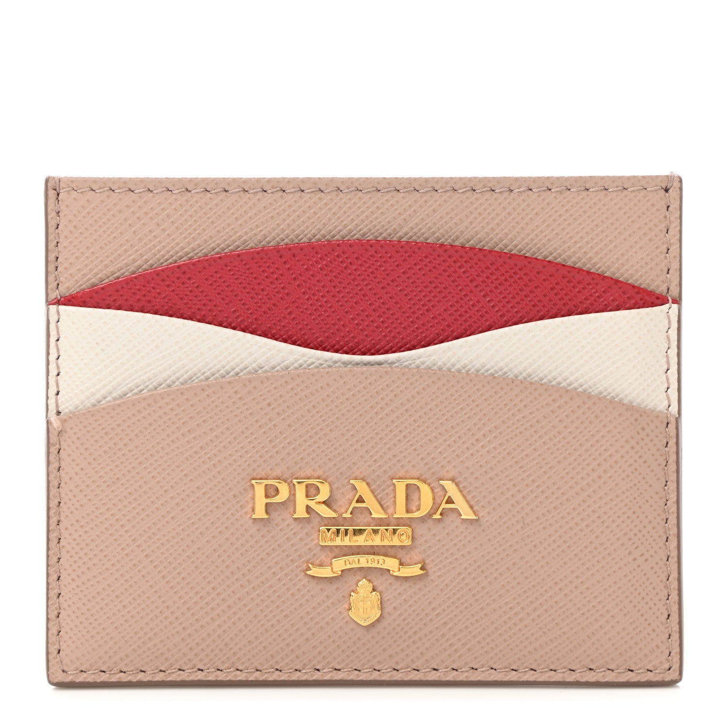 Prada Saffiano Card Holder Powder Pink Fiery Red 1 of 8