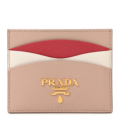 Prada Saffiano Card Holder Powder Pink Fiery Red 1 of 8