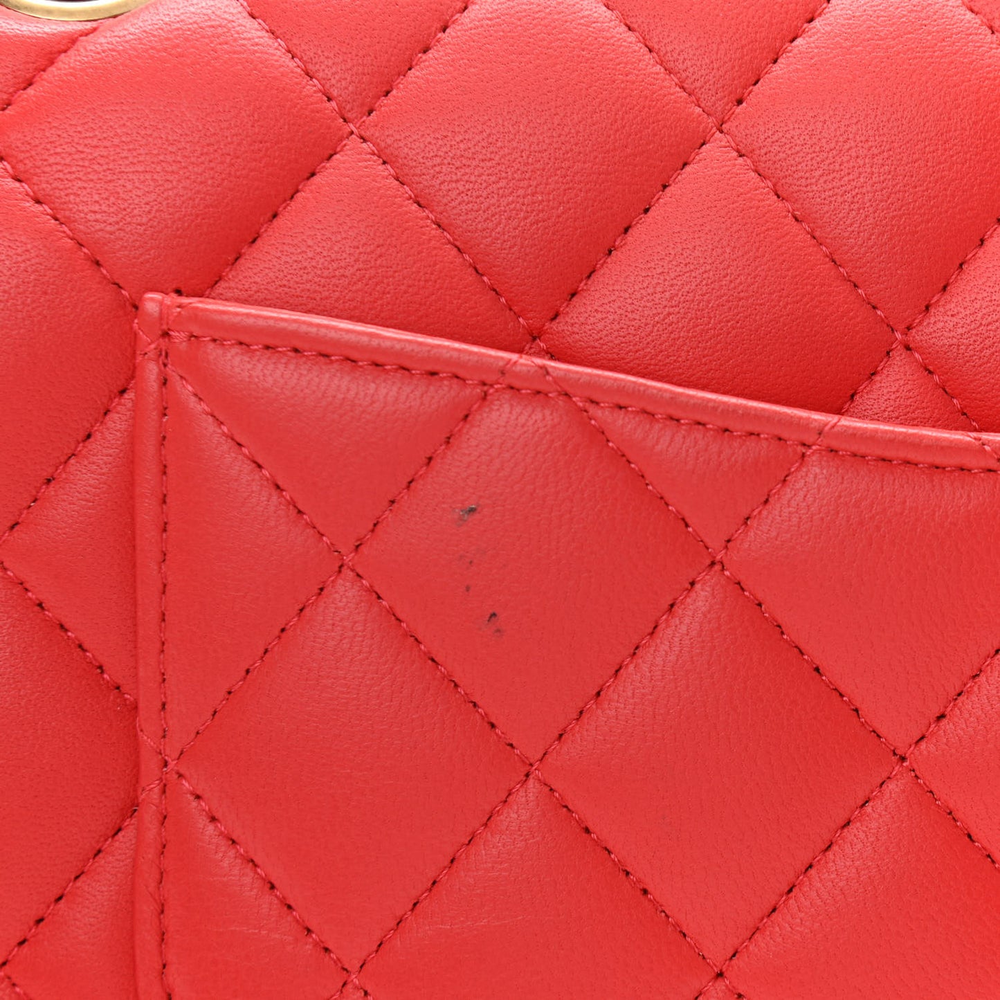 Lambskin Quilted Medium Double Flap Red