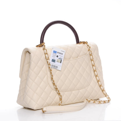 Chanel Caviar Lizard Quilted Medium Coco Handle Flap Ivory 4 of 10