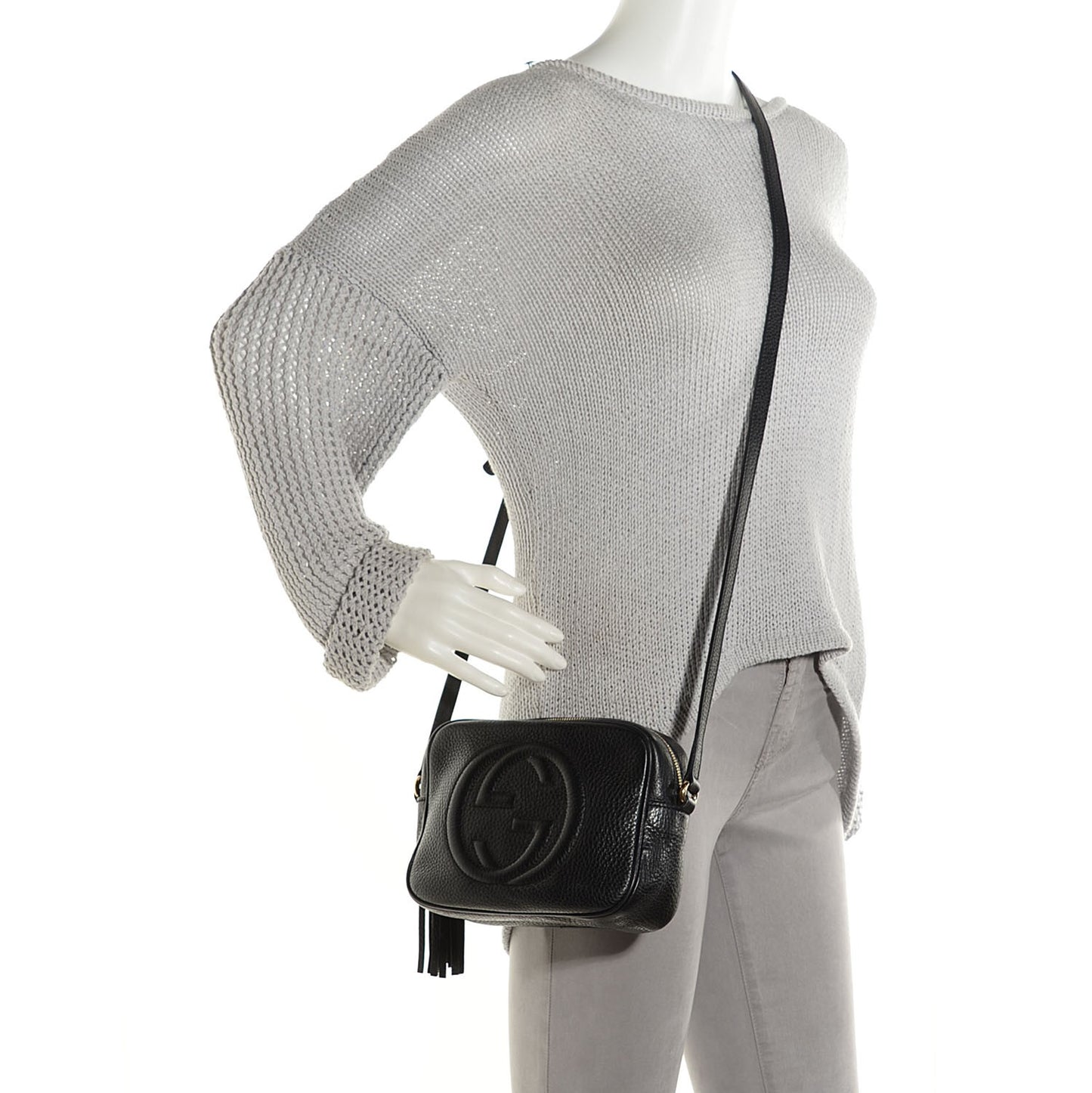 Pebbled Calfskin Small Soho Disco Bag Black