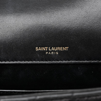 Saint Laurent Lambskin Matelasse Monogram Vicky Chain Wallet Black 6 of 15