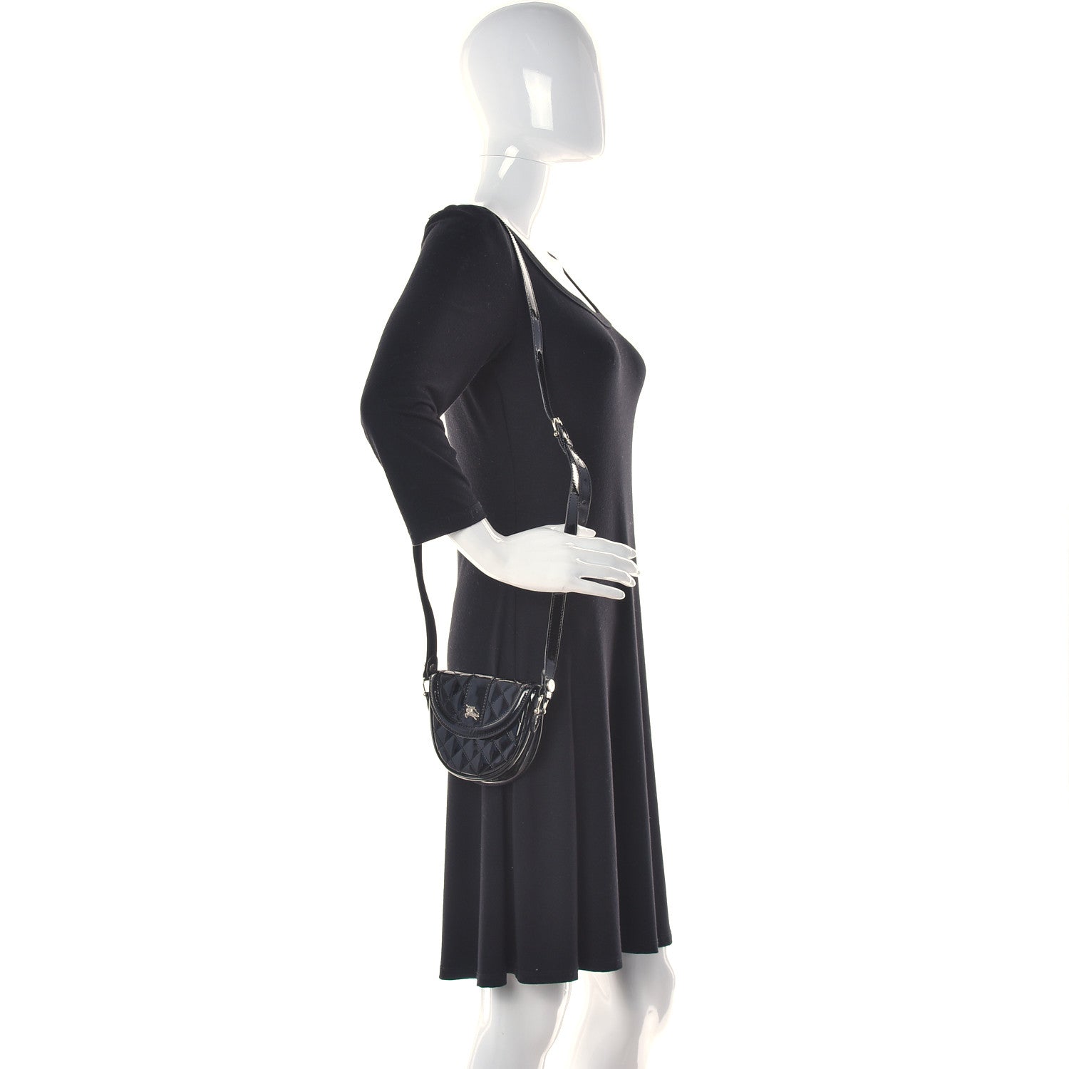 Burberry Patent Calfskin Quilted Mini Crossbody Bag Black 2 of 11