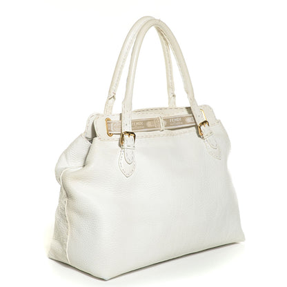Fendi Calfskin Romano Selleria Large Villa Borghese Tote Bianco 3 of 9