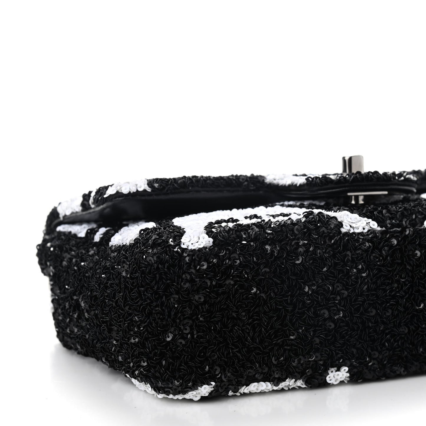 Sequin Mini Rectangular Flap Black White