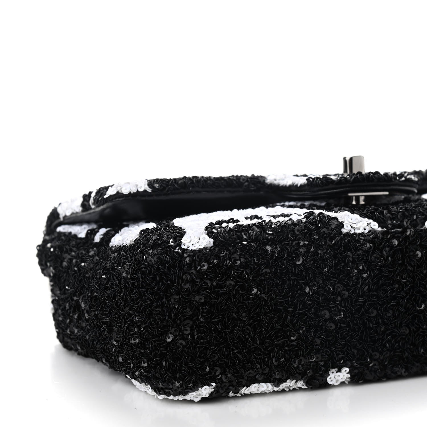 Chanel Sequin Mini Rectangular Flap Black White 8 of 9
