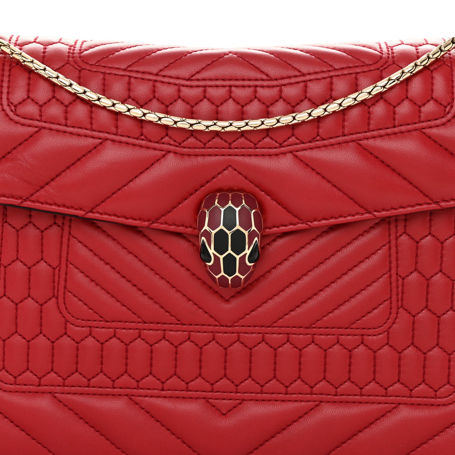 Bulgari Nappa Quilted Serpenti Forever Shoulder Bag Red 9 of 14