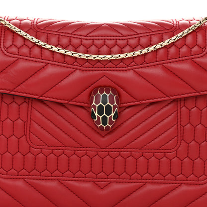 Bulgari Nappa Quilted Serpenti Forever Shoulder Bag Red 9 of 14