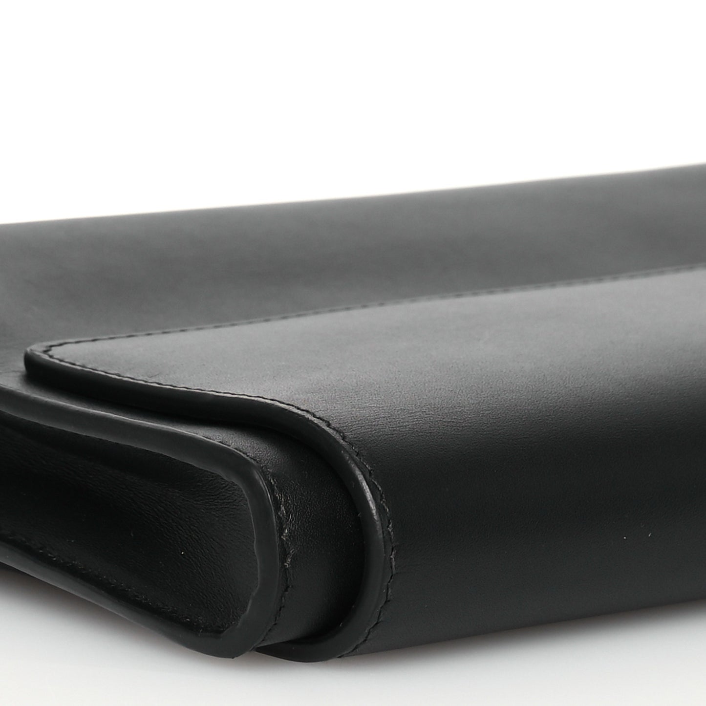 Smooth Calfskin Money Elongate Clutch Black