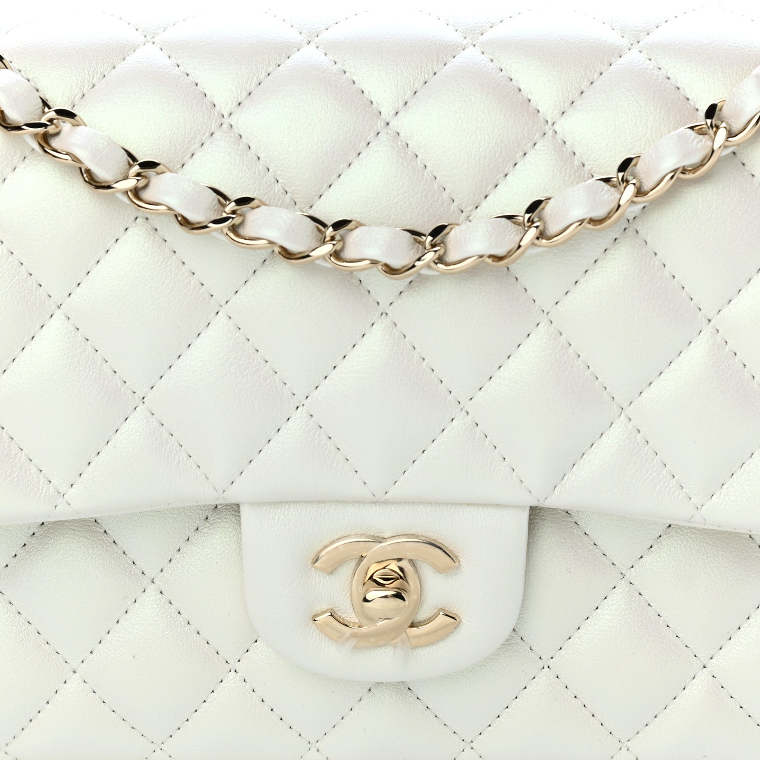 Chanel Iridescent Calfskin Quilted Medium Double Flap White 8 of 10
