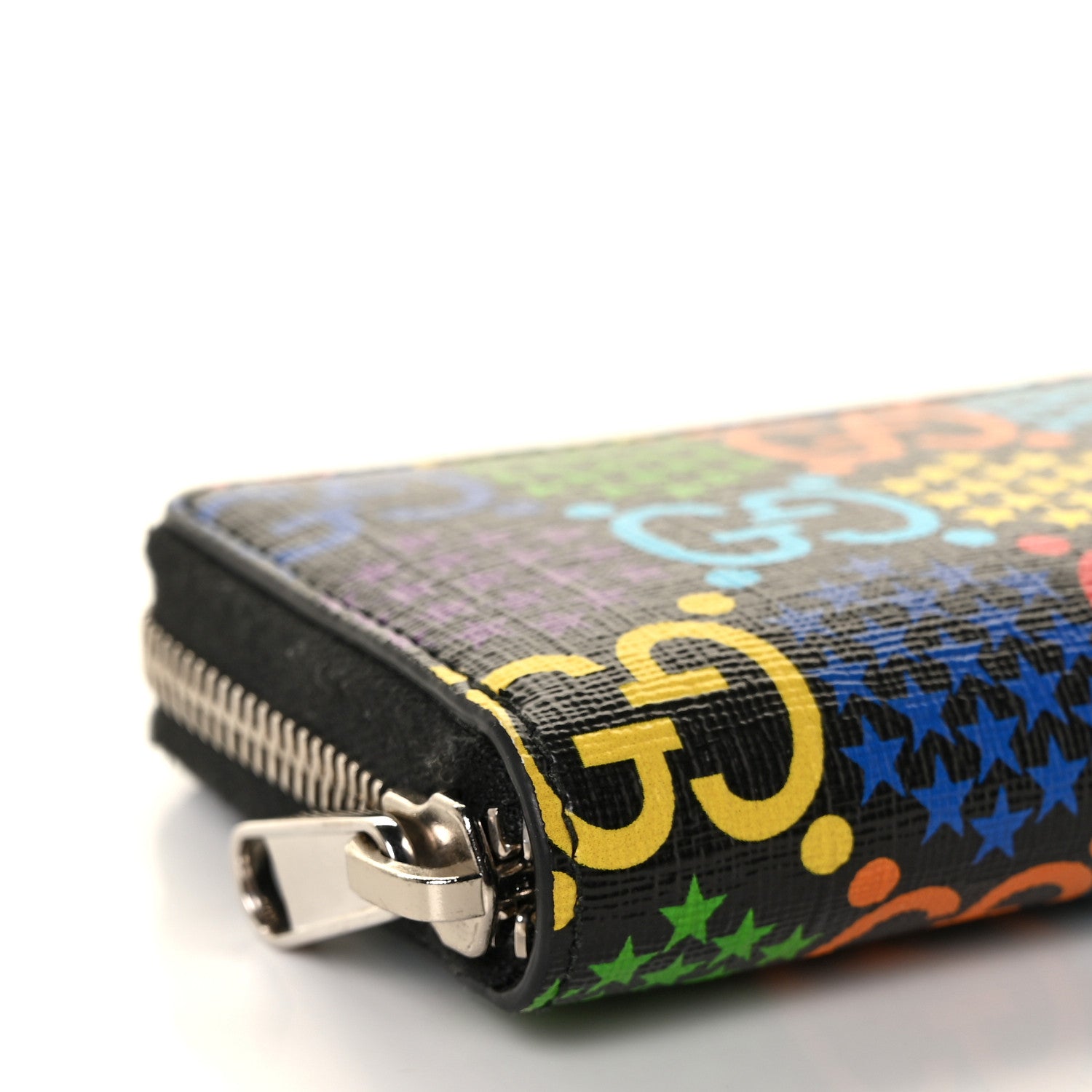Gucci GG Supreme Monogram Psychedelic Zip Around Card Case Wallet Black 5 of 9