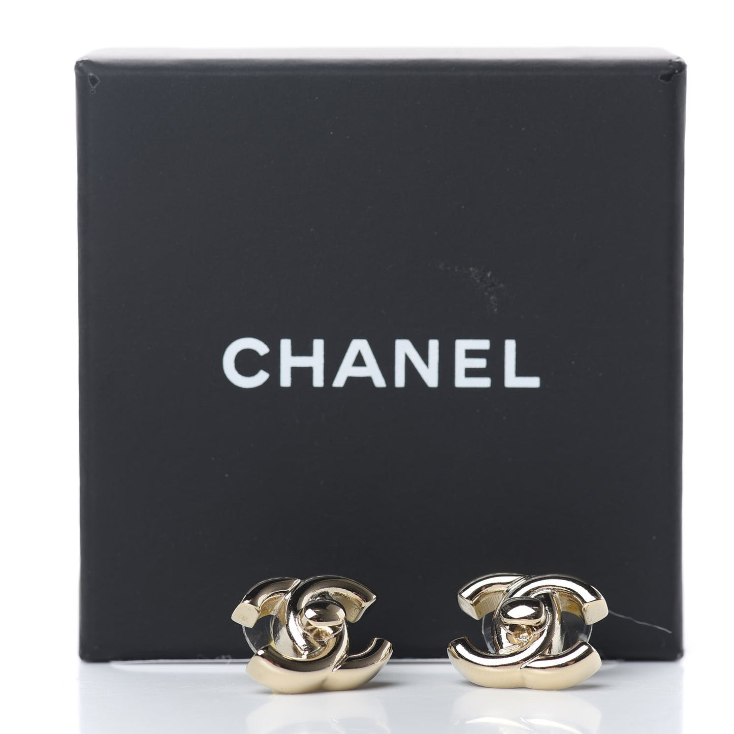 Metal CC Turnlock Earrings Gold