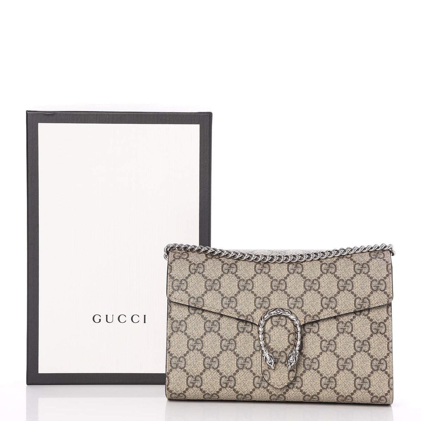 GG Supreme Monogram Mini Dionysus Chain Wallet Beige Black