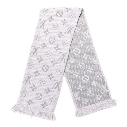 Louis Vuitton Wool Silk Logomania Scarf Pearl Grey 2 of 3
