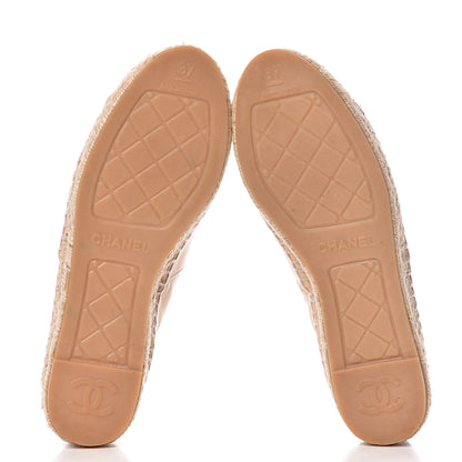 Chanel Lambskin CC Espadrilles 37 Beige Black 5 of 11