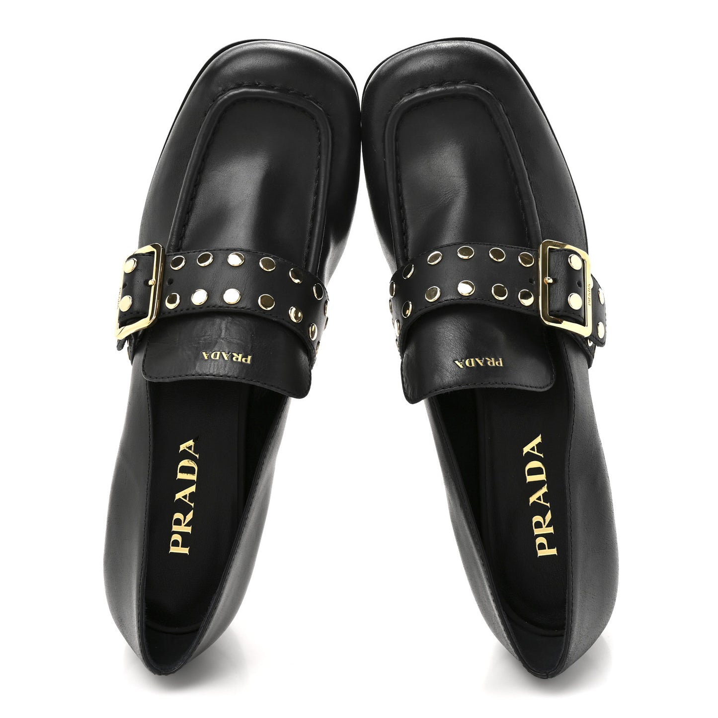Calfskin Modellerie Stud Loafers 39.5 Black