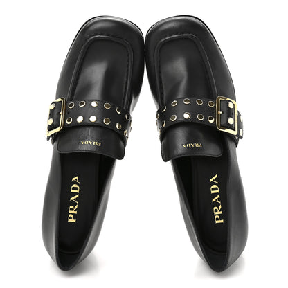 Prada Calfskin Modellerie Stud Loafers 39.5 Black 2 of 11