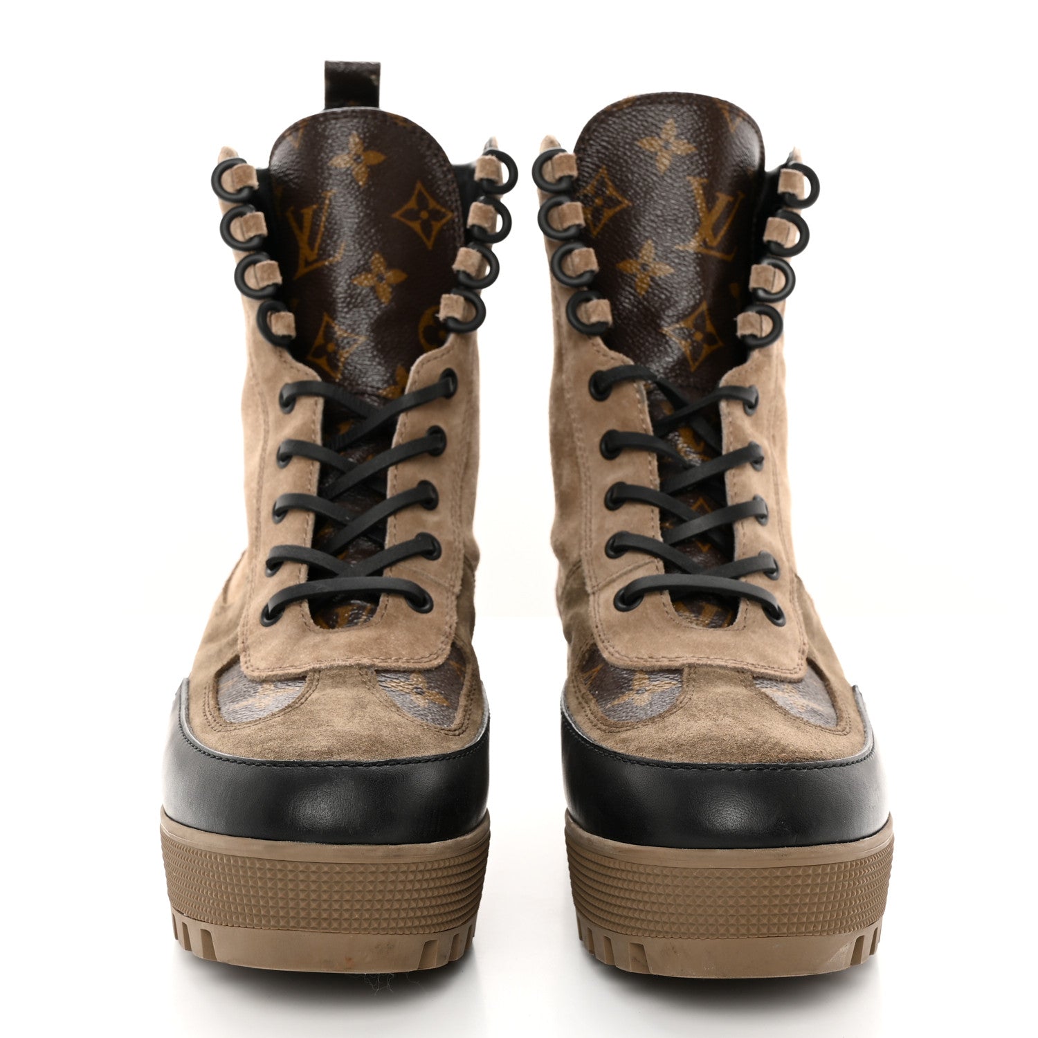 Louis Vuitton Suede Calfskin Monogram Laureate Platform Desert Boots 39.5 Taupe 2 of 16