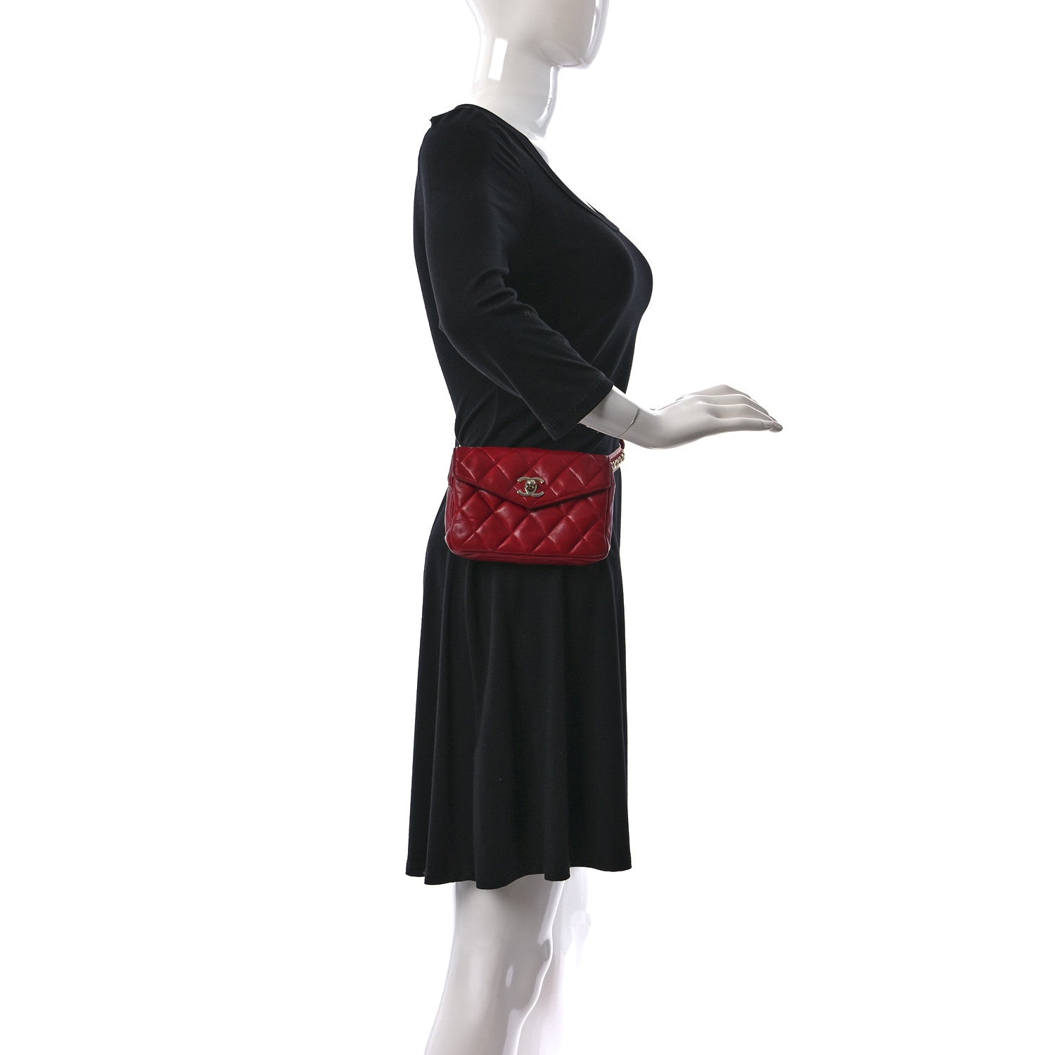 Chanel Lambskin Quilted Flap Waist Belt Bag 75 30 Red 2 of 14