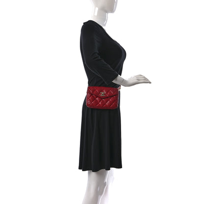 Chanel Lambskin Quilted Flap Waist Belt Bag 75 30 Red 2 of 14