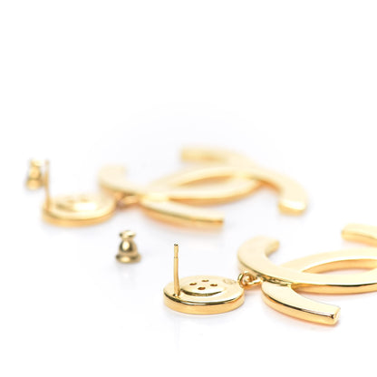 Chanel Metal Large Paris Button Earrings Gold 3 of 4