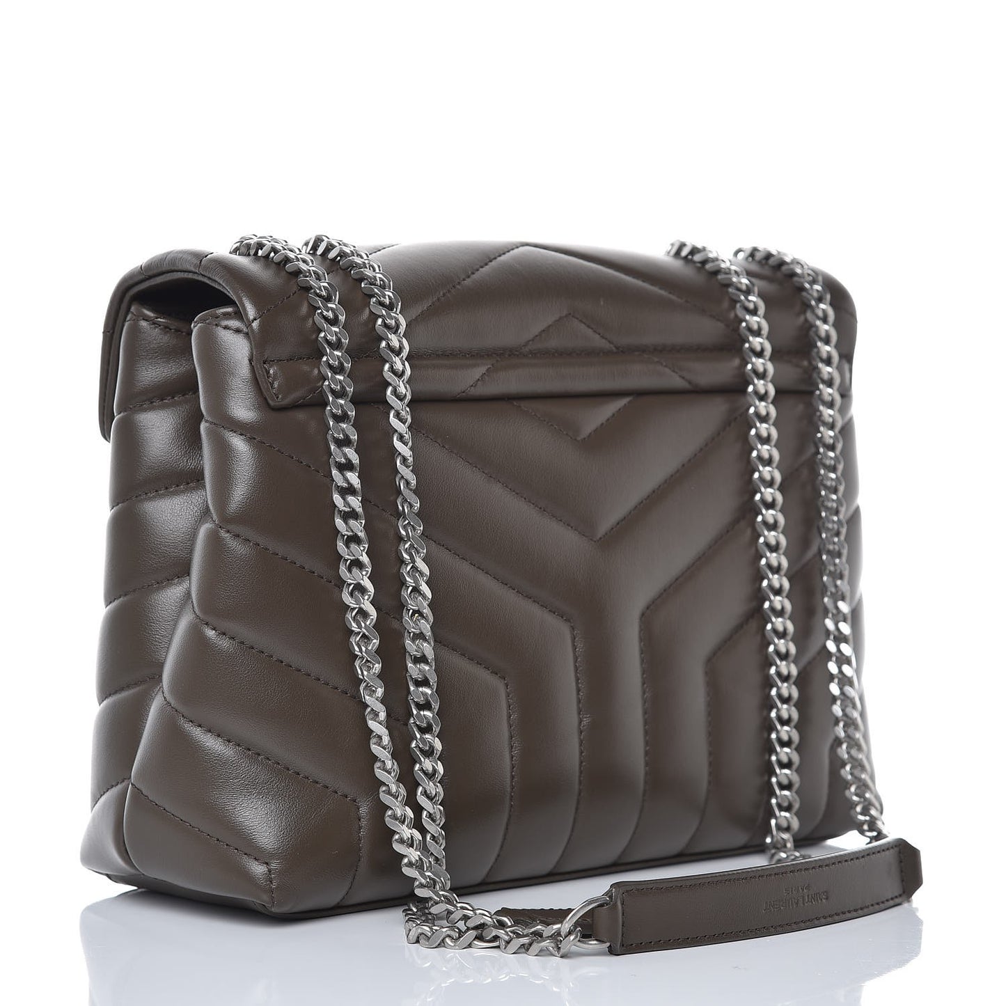 Calfskin Y Quilted Monogram Small Loulou Chain Satchel Asphalt