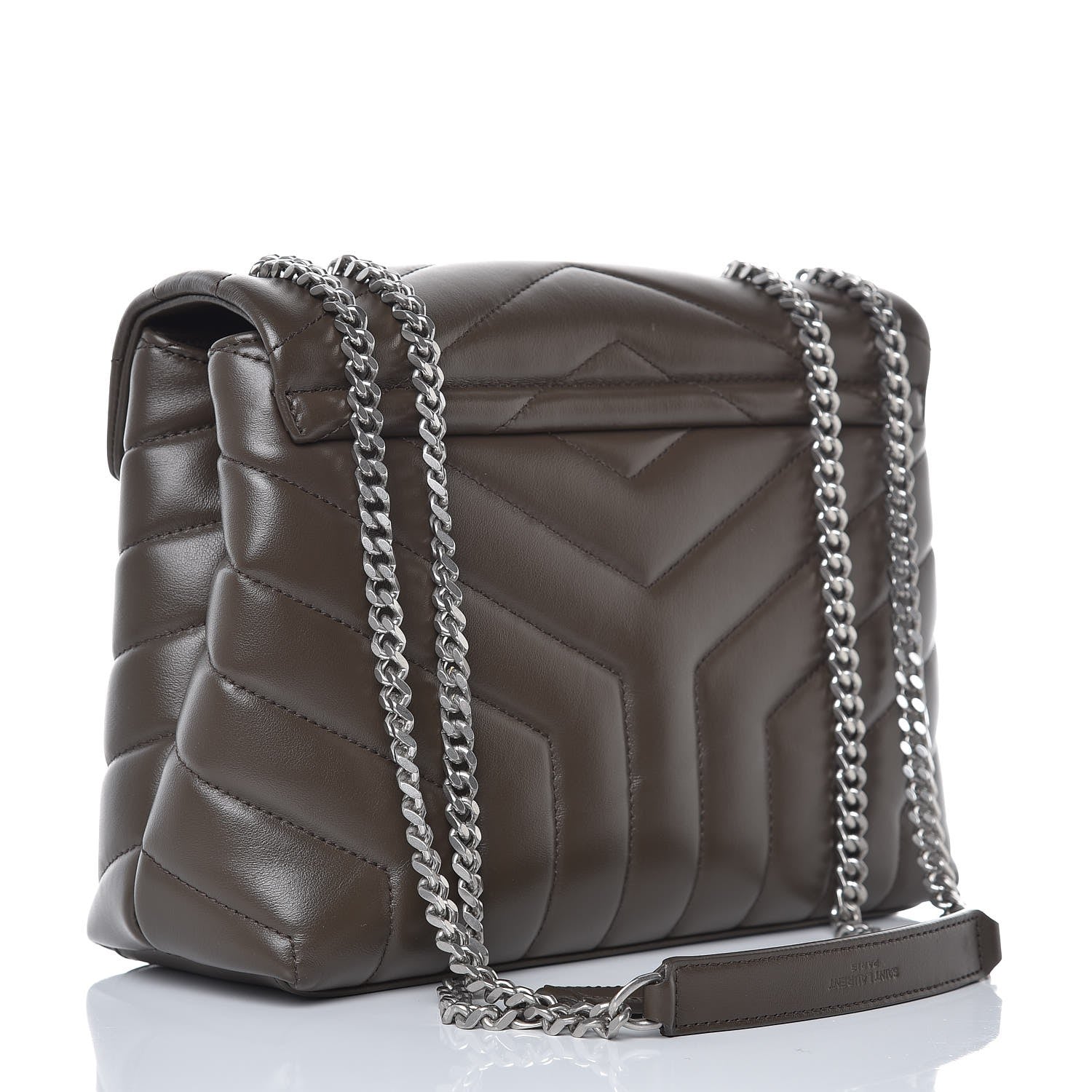 Saint Laurent Calfskin Y Quilted Monogram Small Loulou Chain Satchel Asphalt 3 of 8