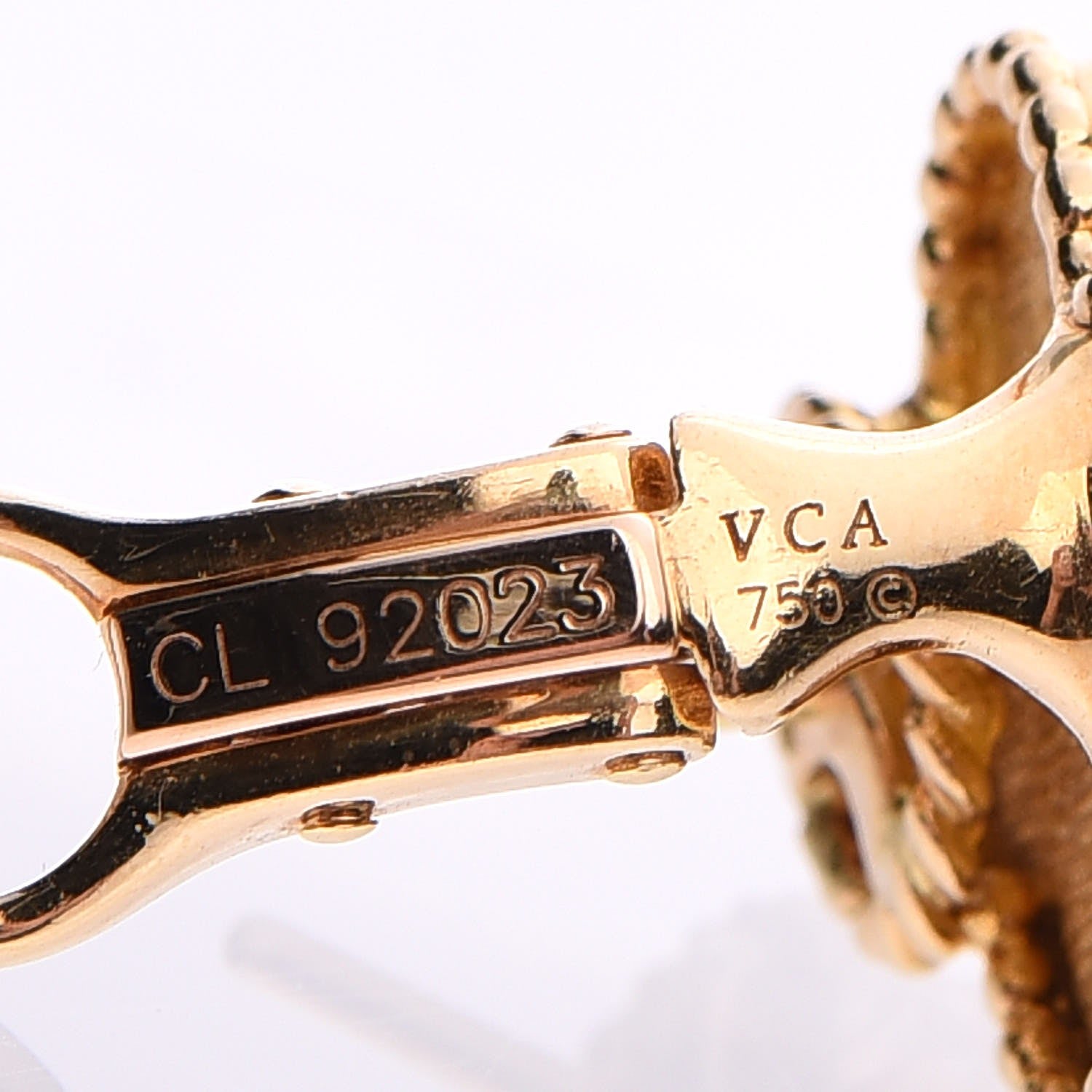 Van Cleef & Arpels 18K Yellow Gold Vintage Alhambra Earrings 5 of 6
