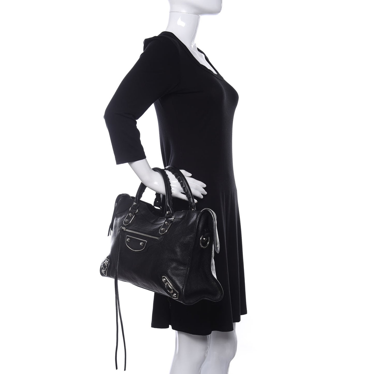 Chevre Silver Metallic Edge Hardware City Black