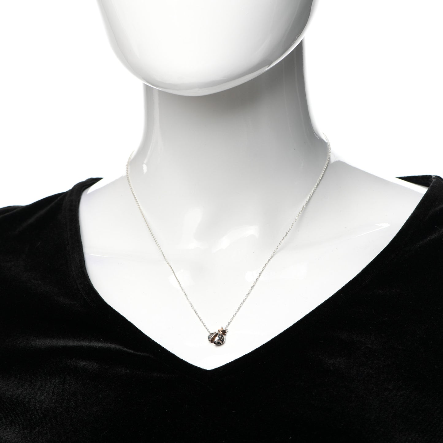 Sterling Silver 18K Rose Gold Return to Tiffany Love Bugs Ladybug Pendant Necklace