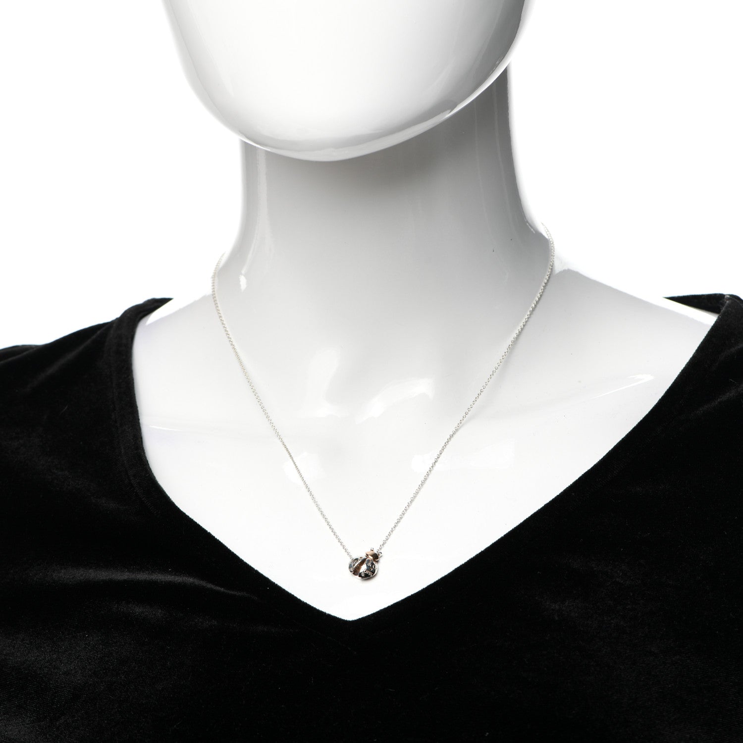 Tiffany Sterling Silver 18K Rose Gold Return to Tiffany Love Bugs Ladybug Pendant Necklace 2 of 5