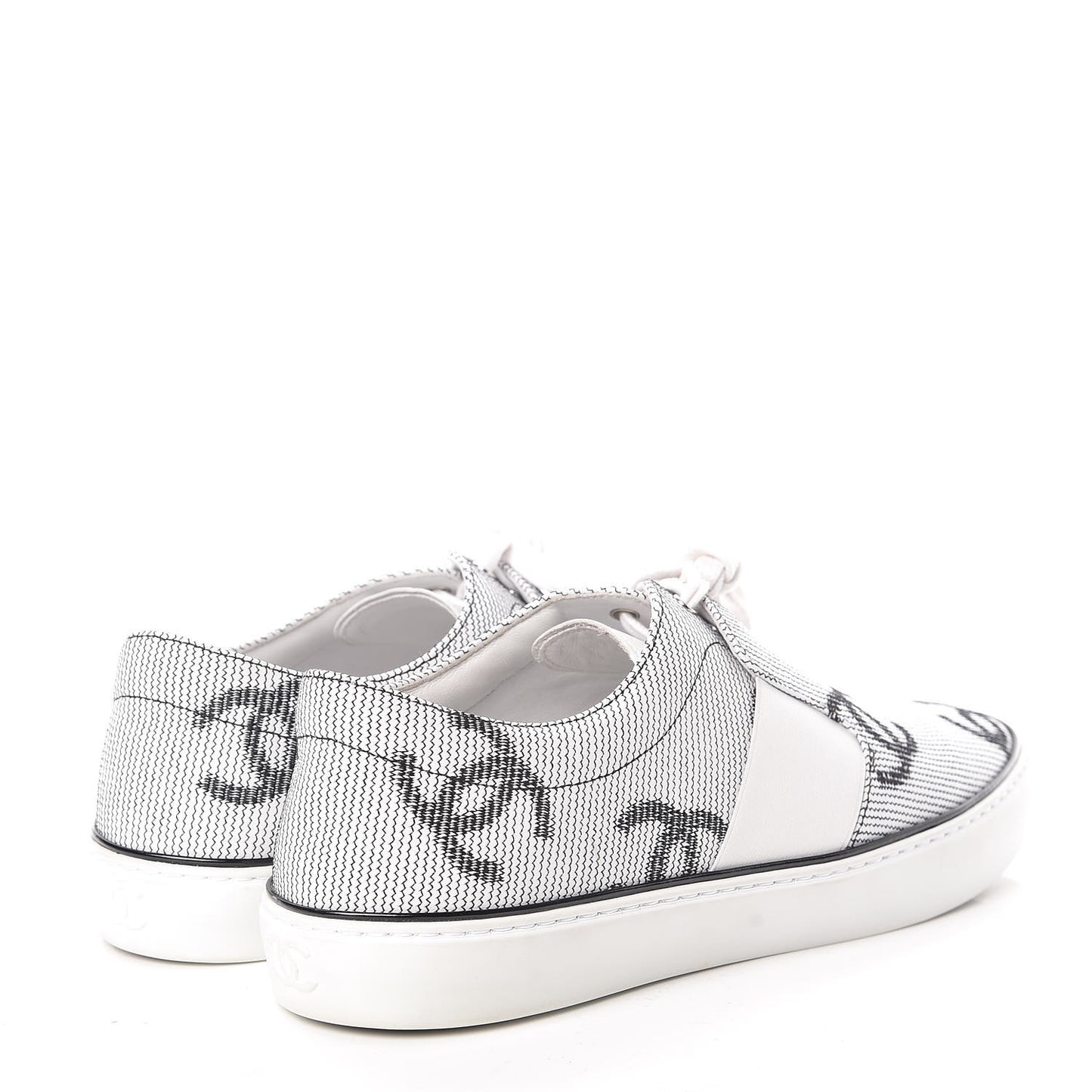 Embroidered Calfskin Womens CC Sneakers 39.5 Black White