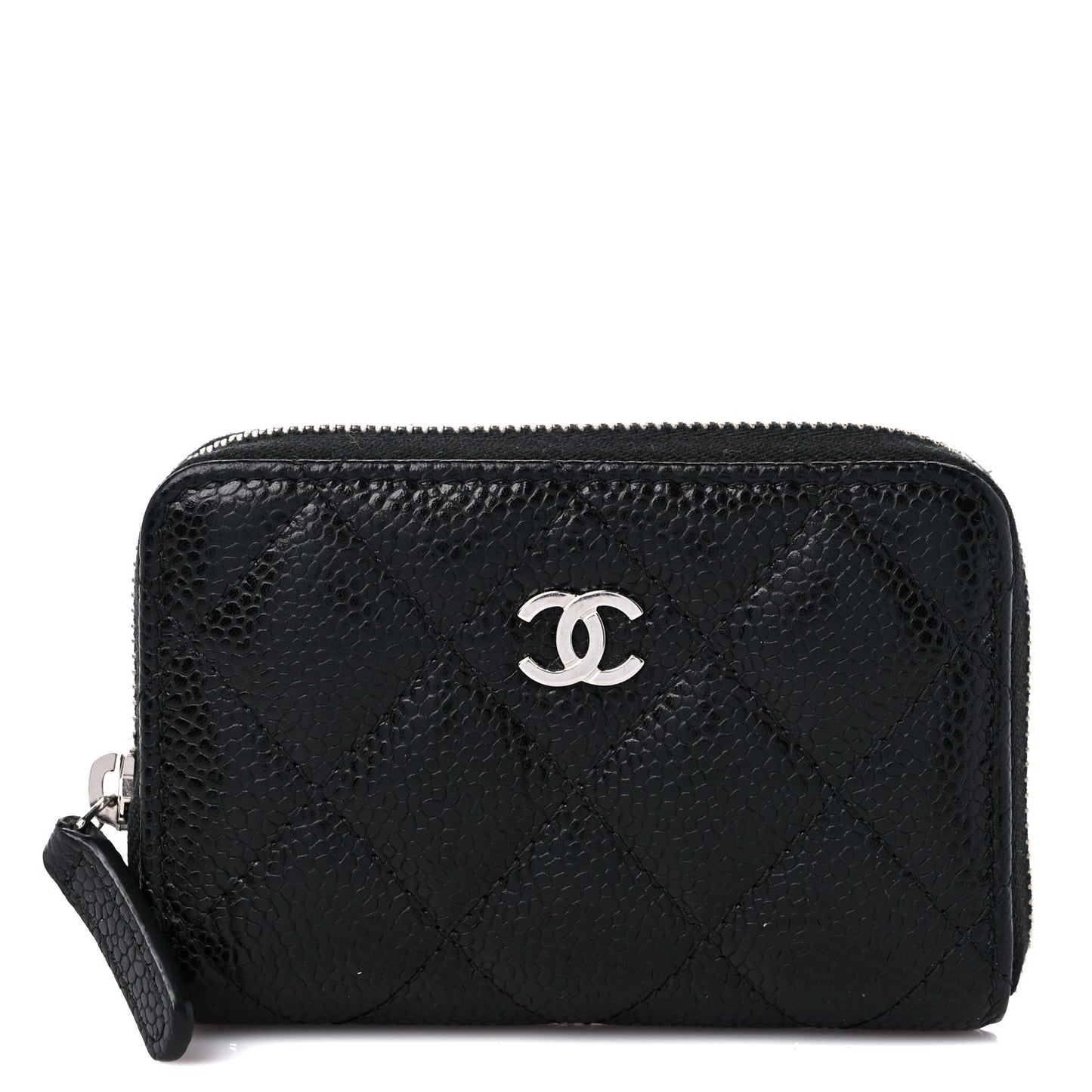 Caviar Quilted Zip Coin Purse Black