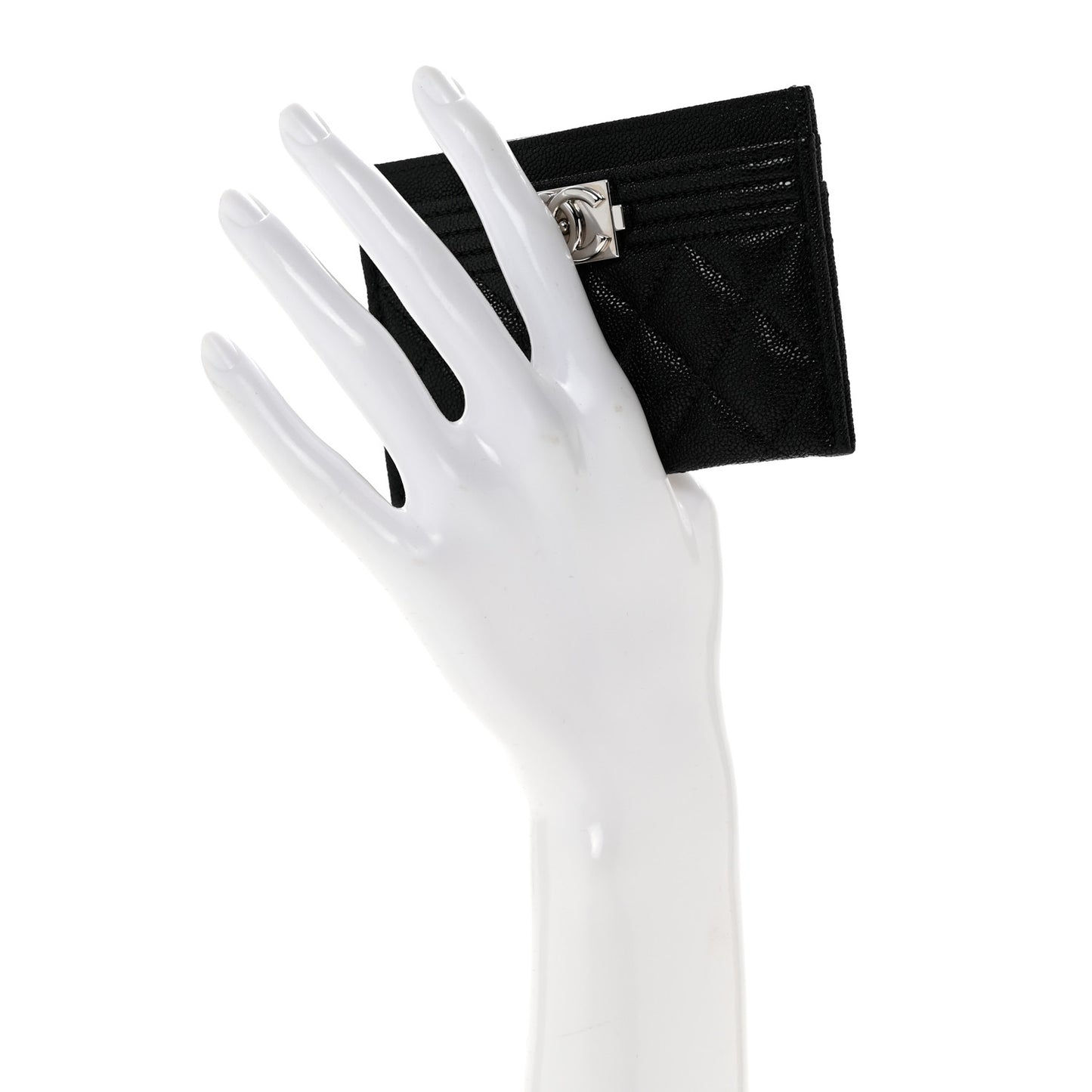 Caviar Quilted Boy Card Holder Black