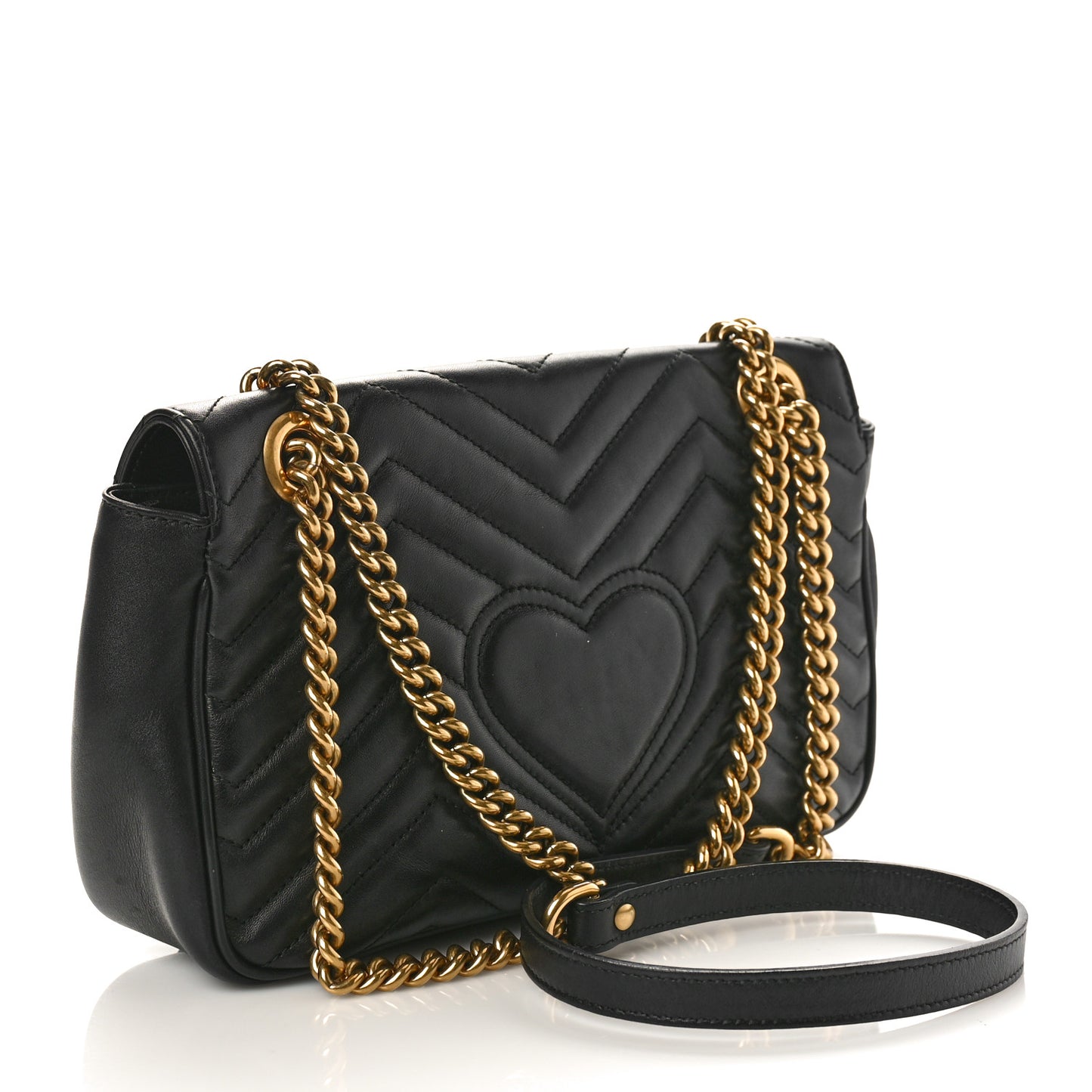 Calfskin Matelasse Small GG Marmont Shoulder Bag Black