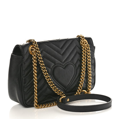 Gucci Calfskin Matelasse Small GG Marmont Shoulder Bag Black 2 of 10