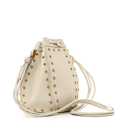 Saint Laurent Calfskin Studded Medium Talitha Bucket Bag White 3 of 10