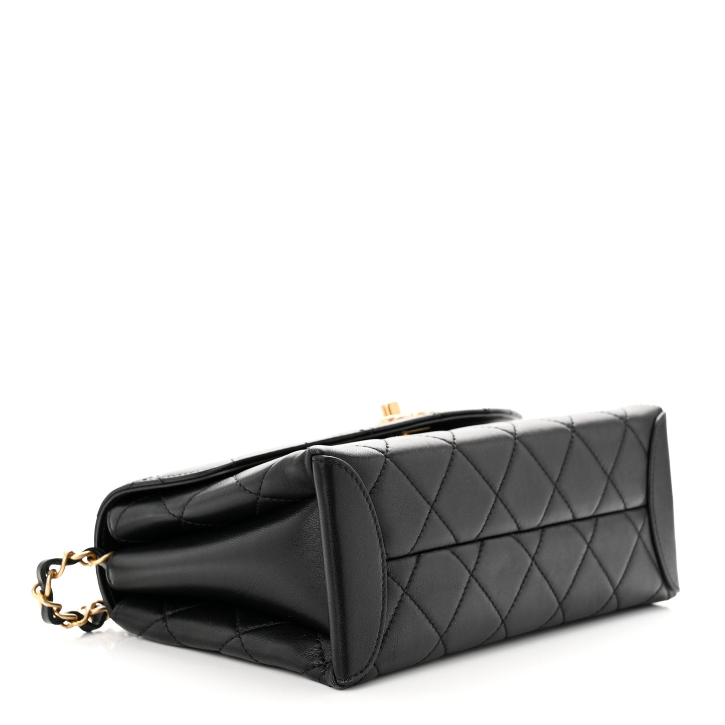 Lambskin Quilted Trendy Spirit Top Handle Flap Black