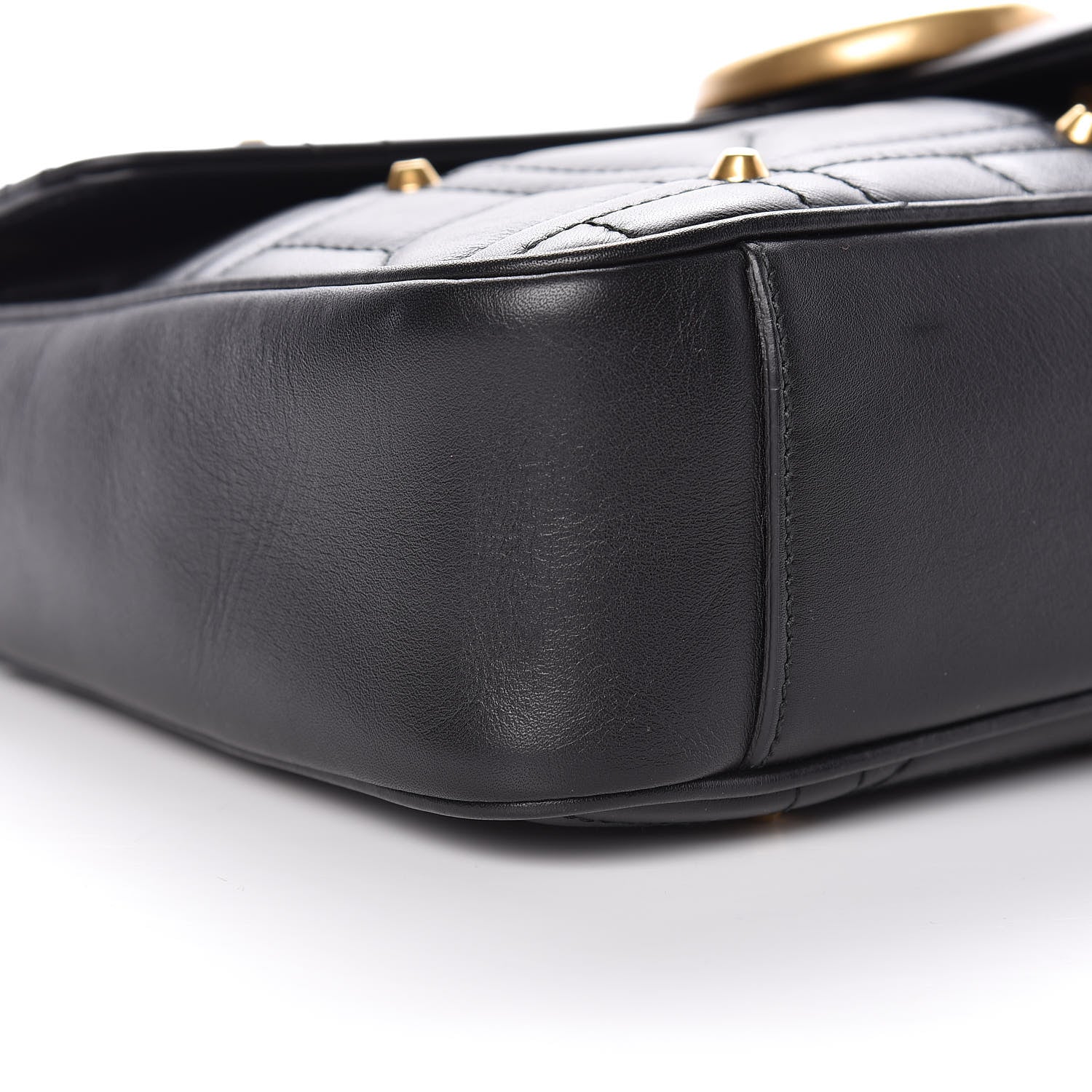 Gucci Calfskin Matelasse Studded Medium GG Marmont Shoulder Bag Black 9 of 10