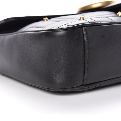 Gucci Calfskin Matelasse Studded Medium GG Marmont Shoulder Bag Black 9 of 10
